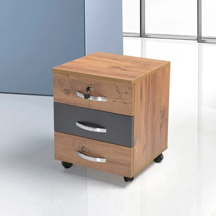 MD 3-Drawer Lockable Pedestal Atlantic Pine SHM421
