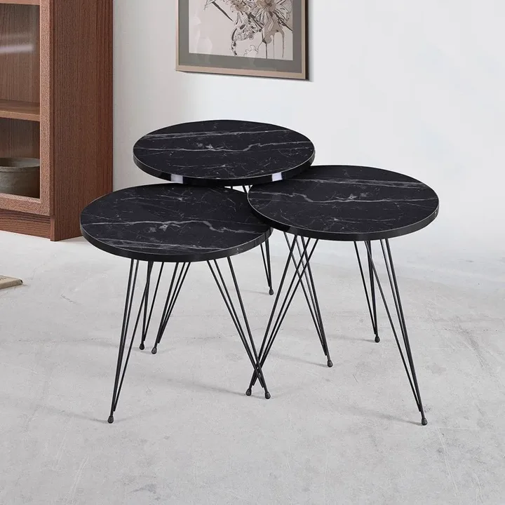 MD Wire Bonibon Nesting Tables, Black Marble SHM291