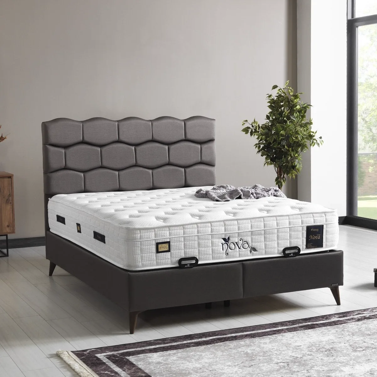 Stone 150x200 Mattress, Divan Base & Headboard Set