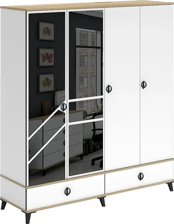 Beyzade 4-Door Mirrored Cabinet WD12019
