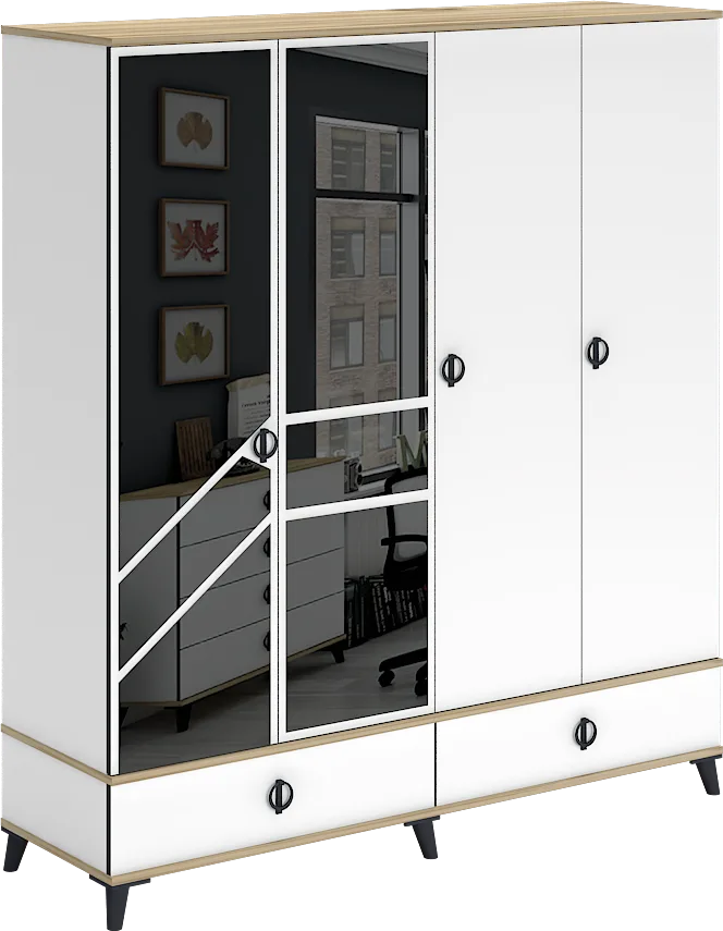 Beyzade 4-Door Mirrored Cabinet WD12019