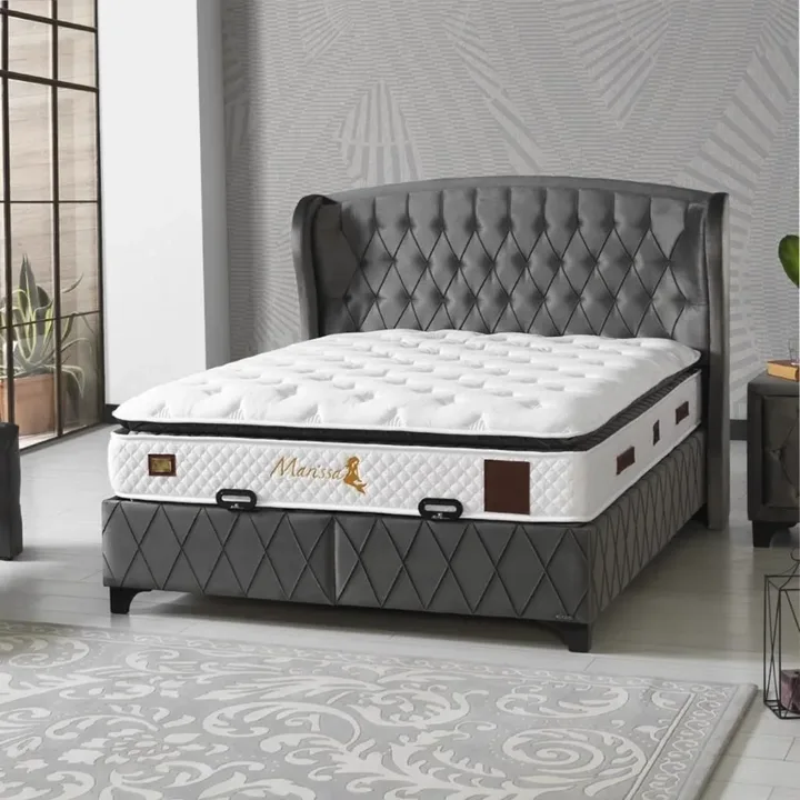 Armis Marissa Anthracite 150x200 Double Mattress, Divan Base, Headboard Set