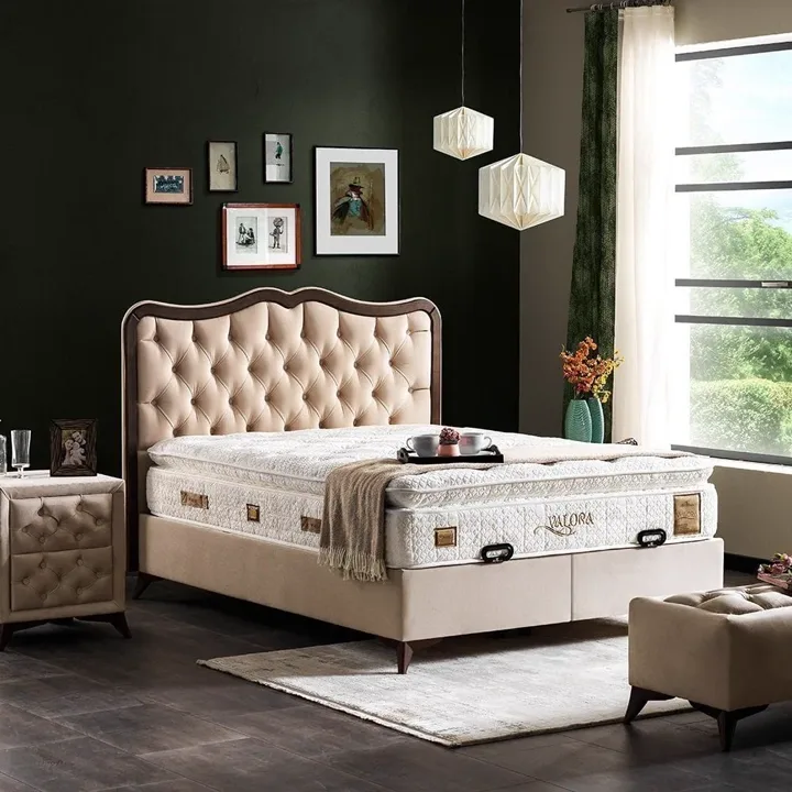 Valora Plus Beige 140x190 Double Mattress, Divan Base, Headboard Set