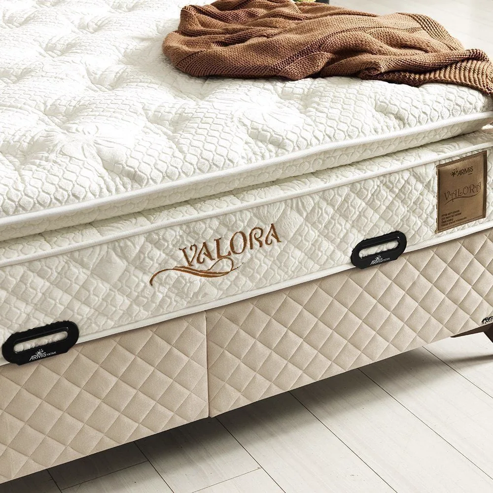 Valora Plus Beige 140x190 Double Mattress, Divan Base, Headboard Set