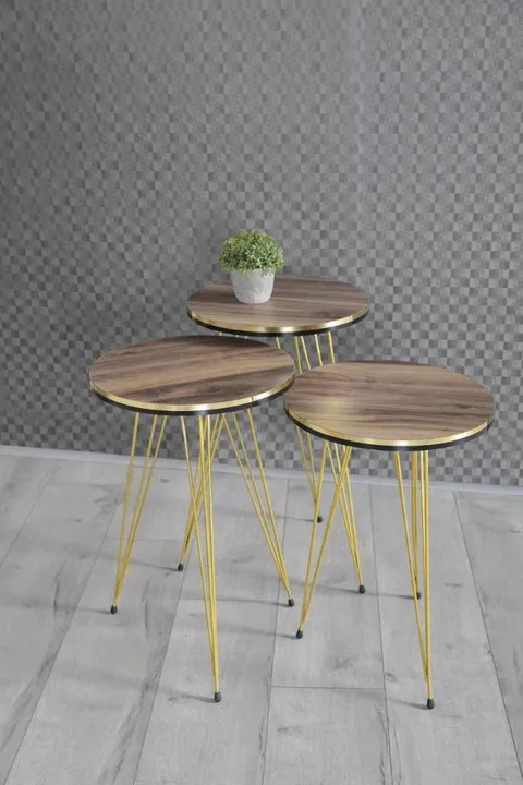 MD Round Walnut Nesting Tables U621