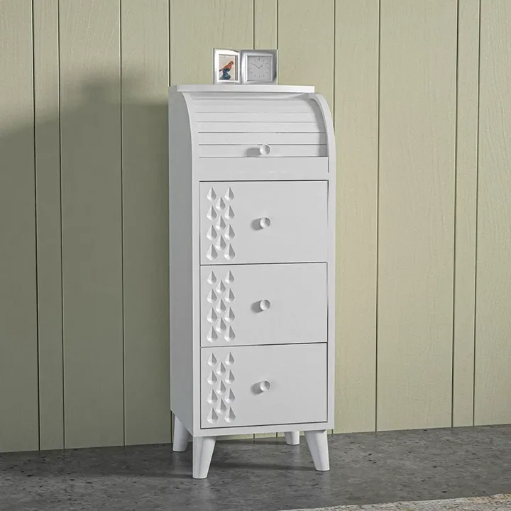 Damla Narrow White Bread & Pantry Cabinet E7040