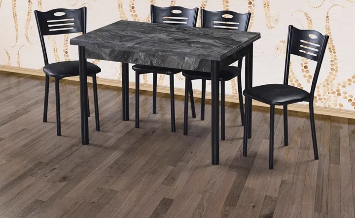 Eko Black Marble Table and Chair Set E3041