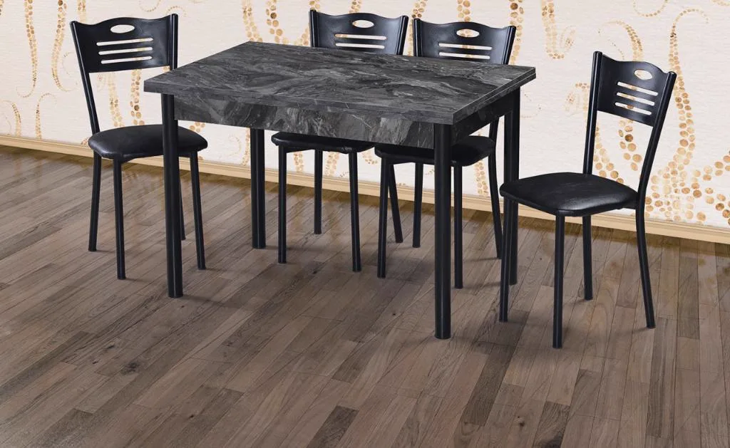 Eko Black Marble Table and Chair Set E3041