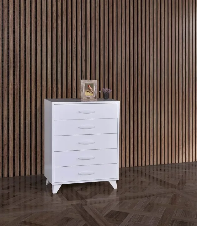Gonca 5-Drawer Chest of Drawers White E2067