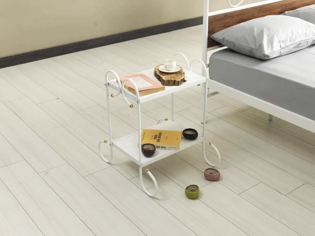 Bitez Metal Bedstead 160x200 ARM083, White + Walnut