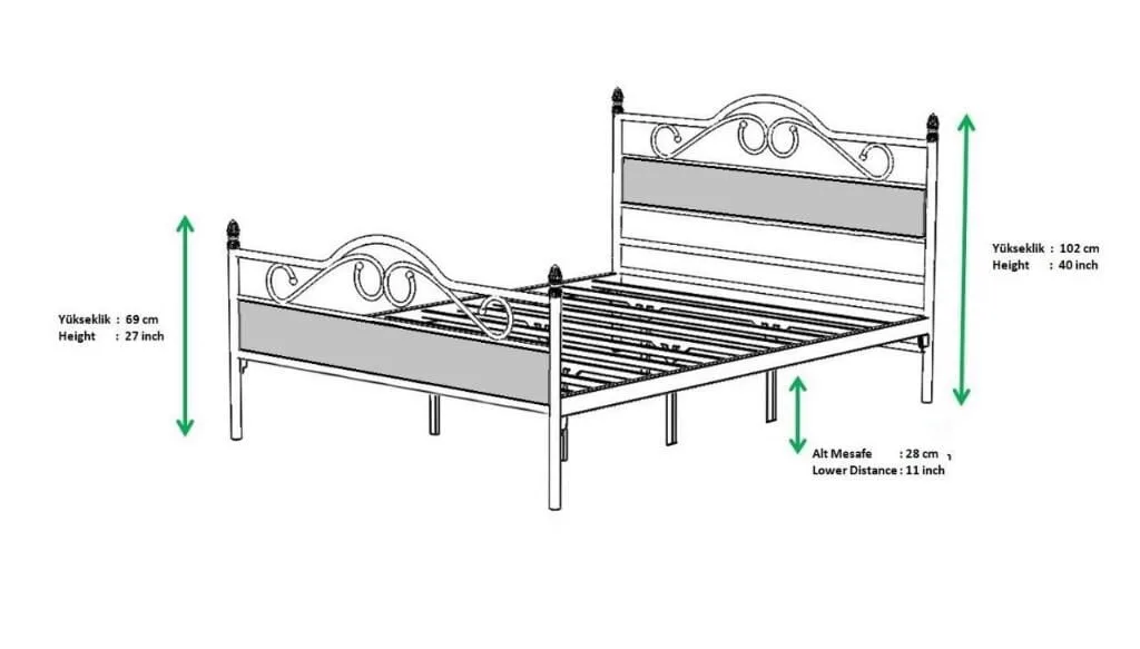 Bitez Metal Bedstead 140x190 ARM080, White + Walnut