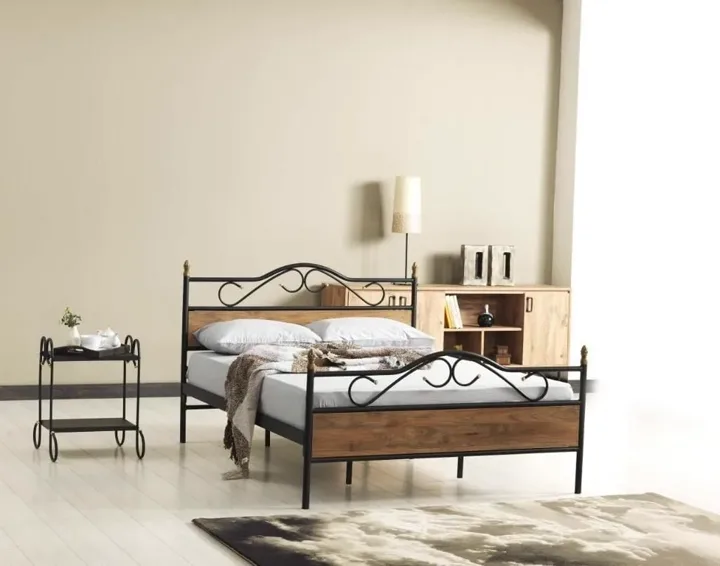Bitez Metal Bedstead 180x200 ARM084 Black + Walnut