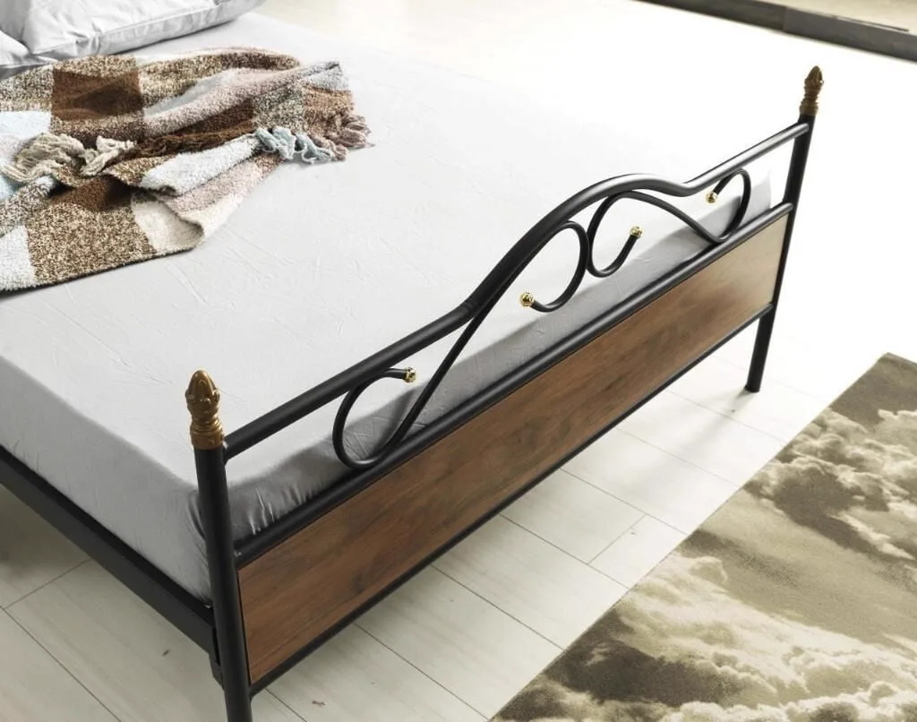 Bitez Metal Bedstead 160x200 ARM083 Black + Walnut