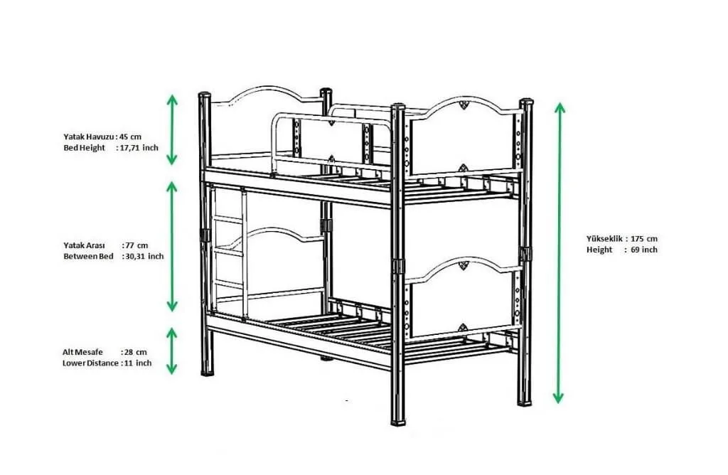 Inci Bunk Bed 90x200 ARM006 Grey + Walnut