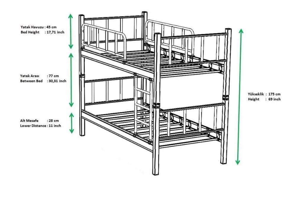 Yurt Metal Bunk Bed 90x200 ARM034 Cream