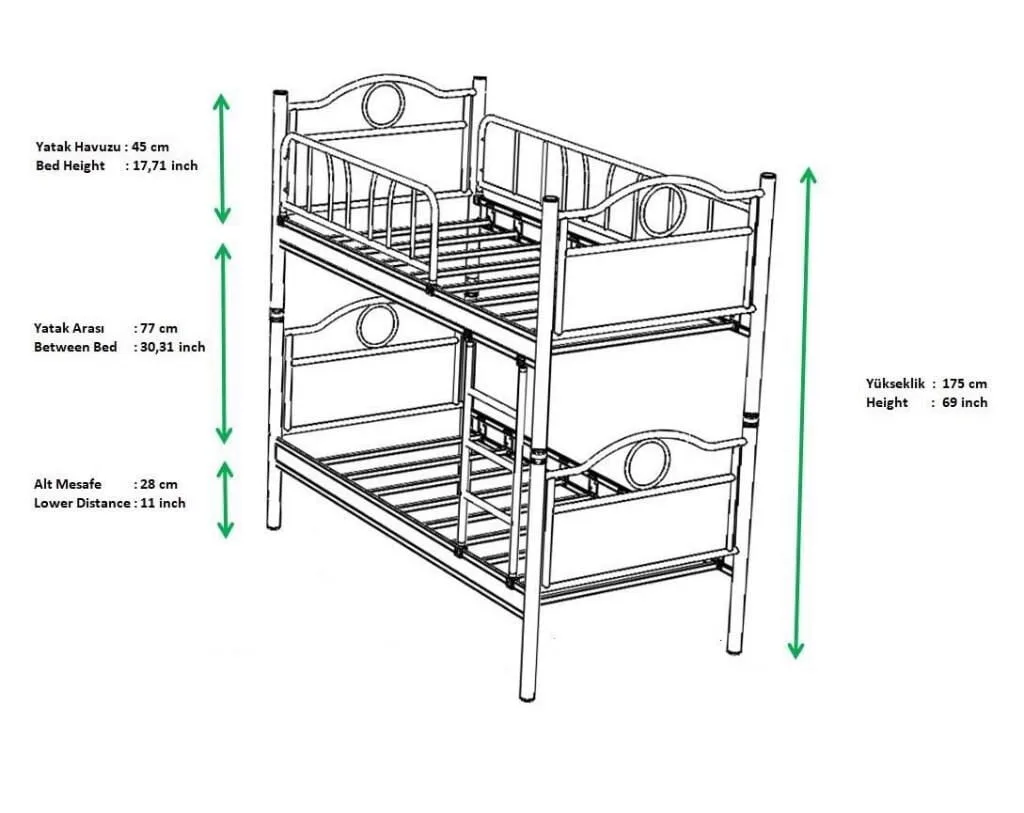 Zumrut Bunk Bed 90x190 ARM019