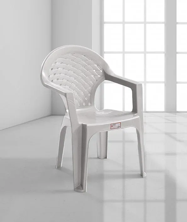 MD S328 Eco Arm Plastic Chair (White)