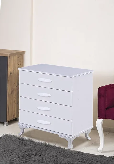 MD S262 Chest of Drawers (4-Drawer, White)