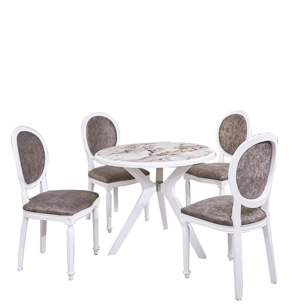 Oslo White Marble Table Set