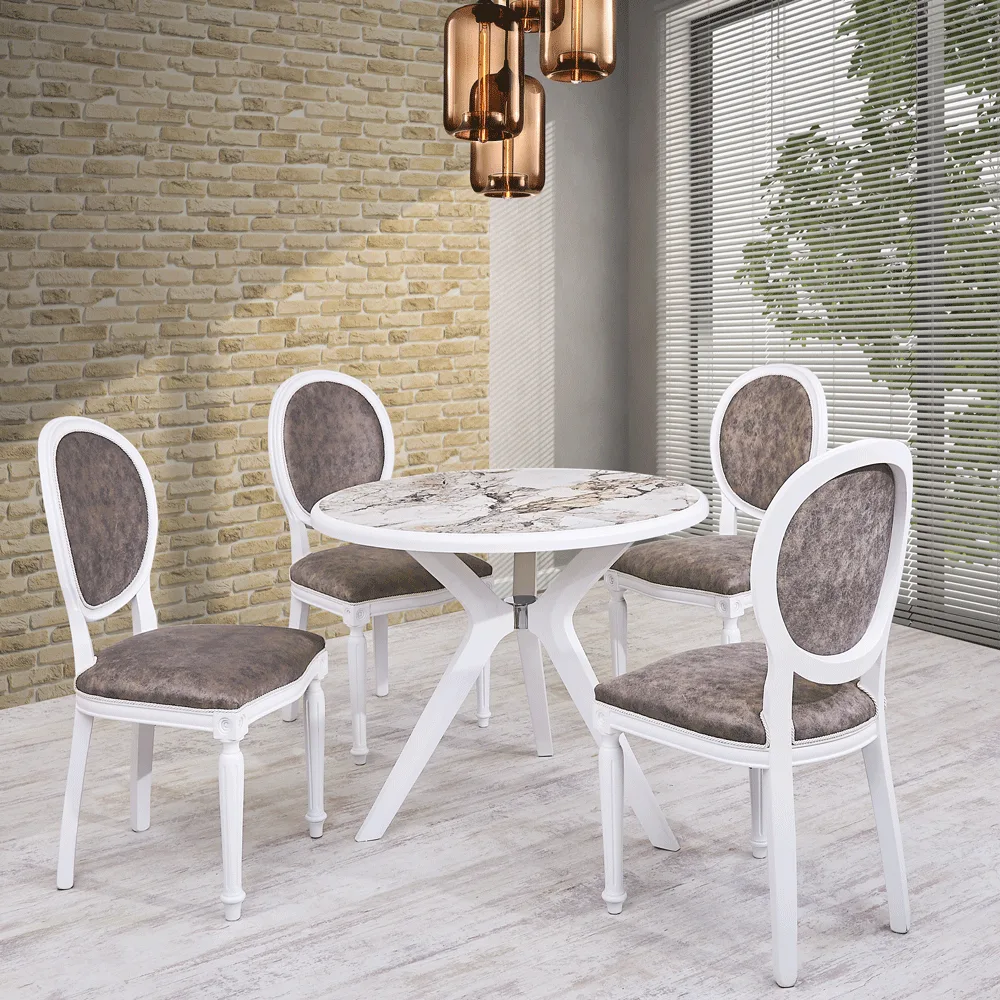 Oslo White Marble Table Set