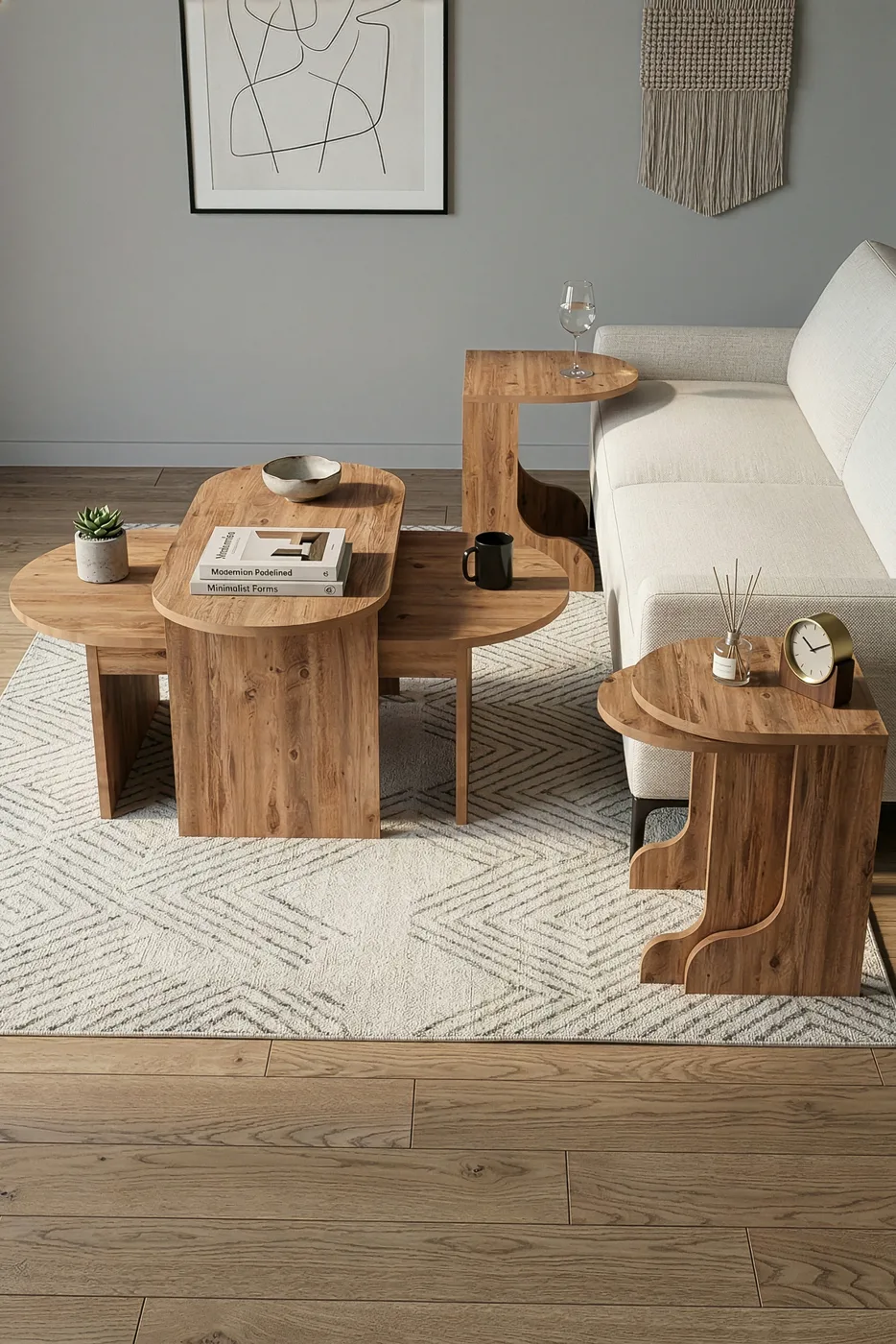 Setro Modern Melamine-faced chipboard Coffee and Nesting Table Set Brown