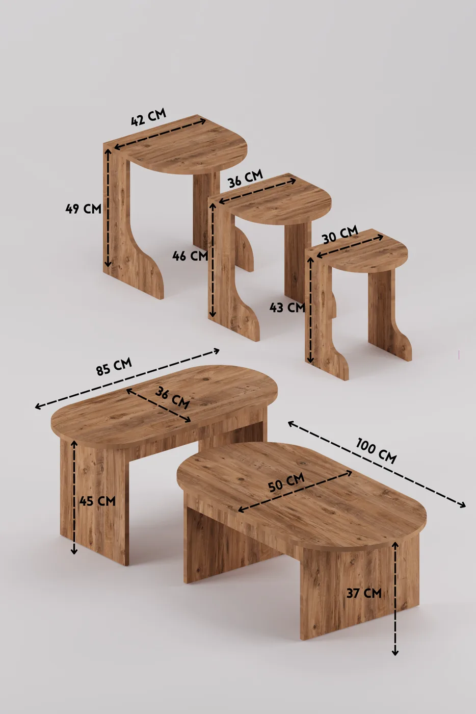 Setro Modern Melamine-faced chipboard Coffee and Nesting Table Set Brown