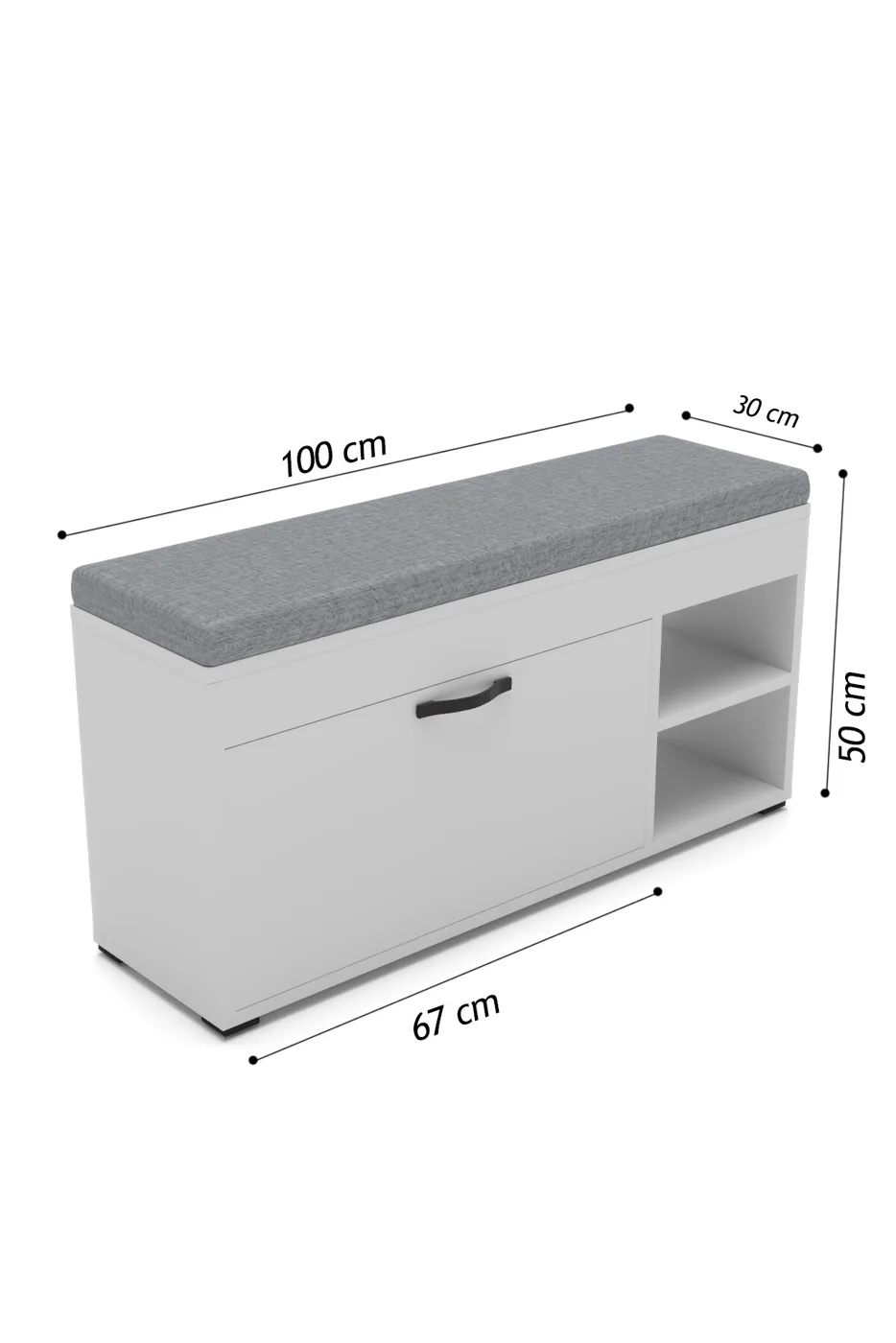 Cushioned Shoe Cabinet Seating Bench Atlantic Pine Colour