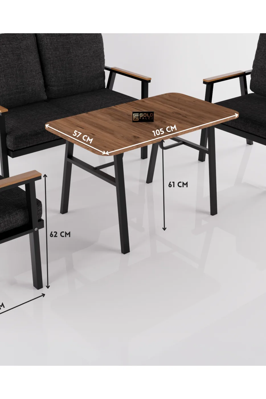 Modern Rectangular Garden Table 105x57 cm - Wooden Patterned Top