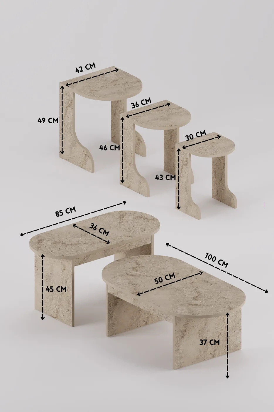 Setro Modern Melamine-faced chipboard Coffee and Nesting Table Set Ecru