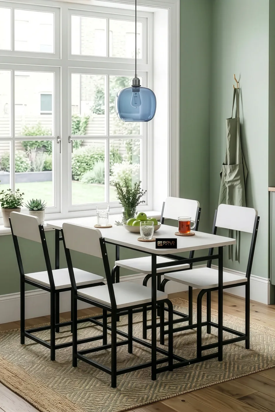 Minor Modern Melamine-faced Chipboard Kitchen Dining Table Set, White