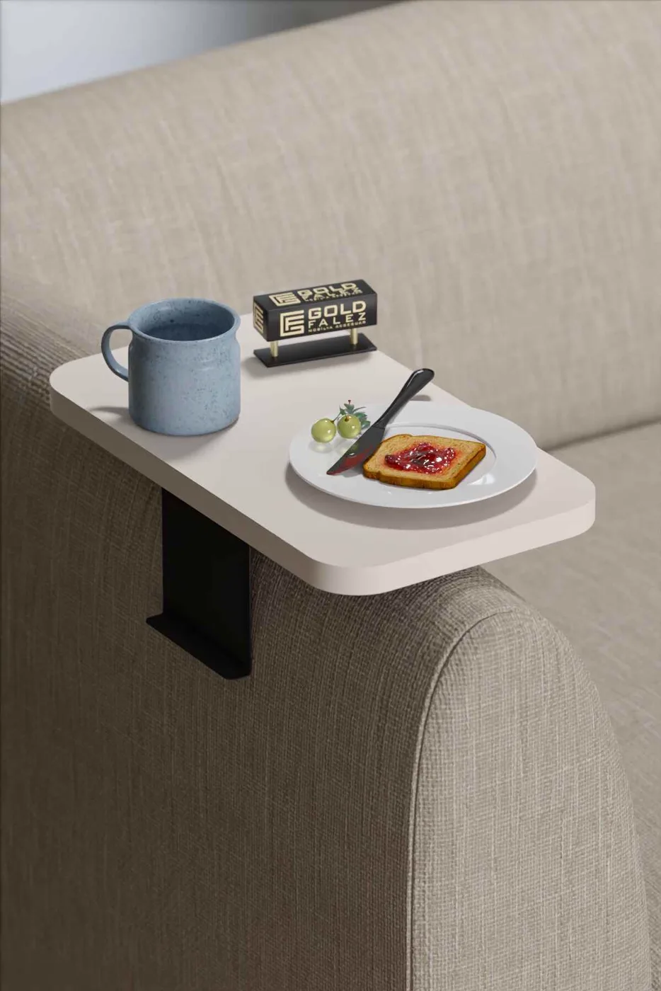 2-Piece Adjustable White Side Table, Modern Style