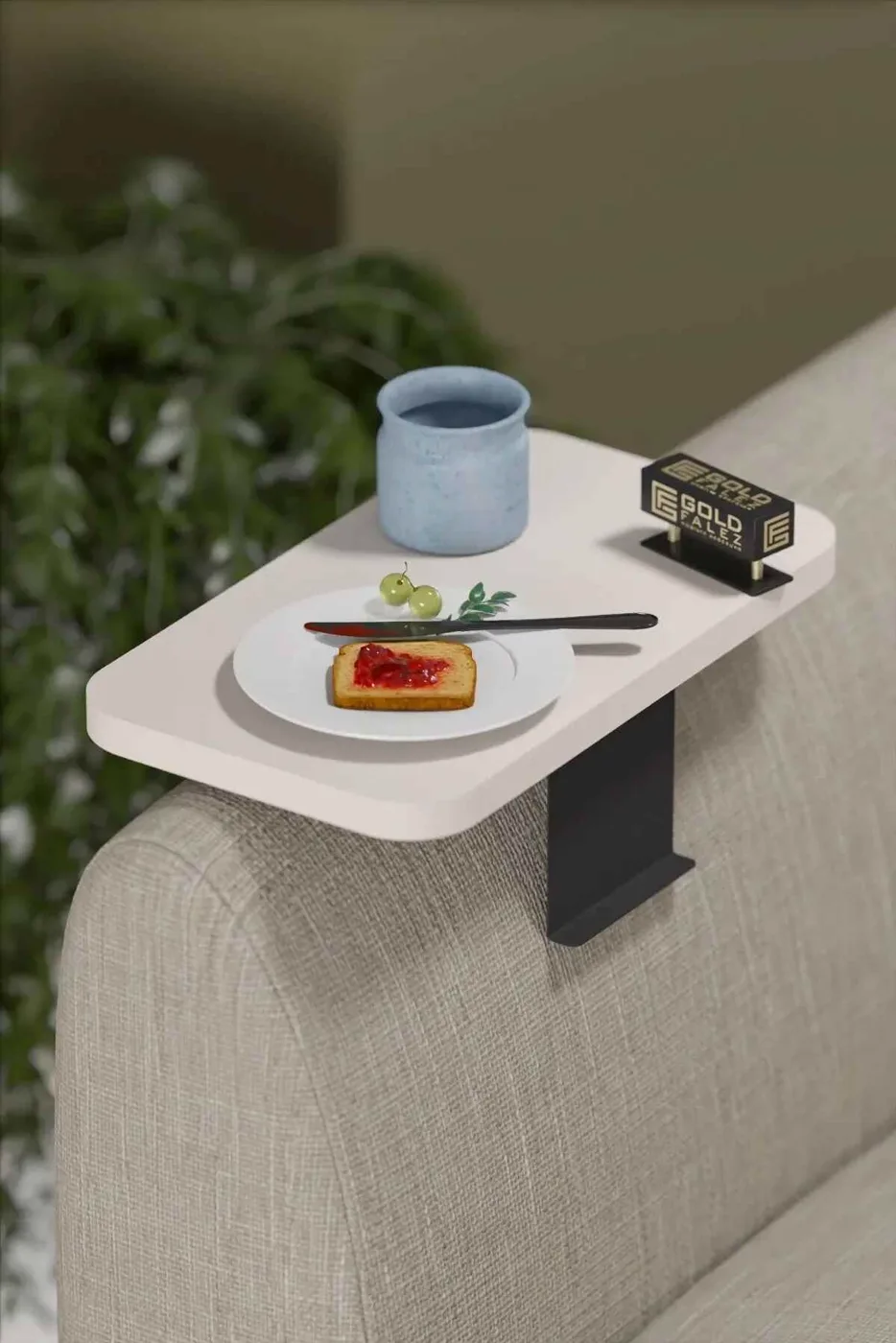 2-Piece Adjustable White Side Table, Modern Style