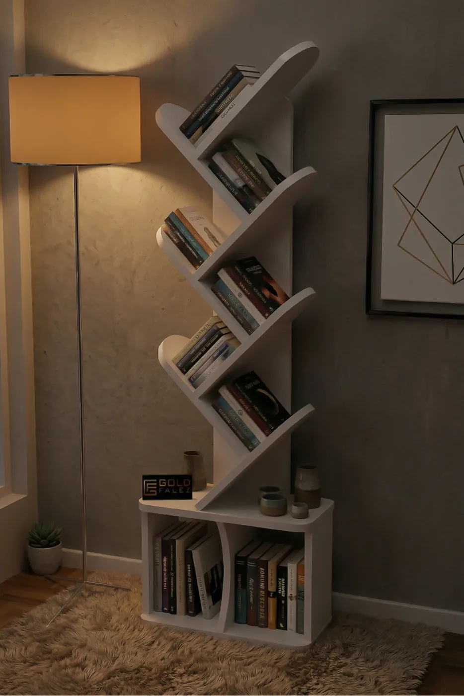 Yaprak Classic Melamine-faced Chipboard Bookcase, White