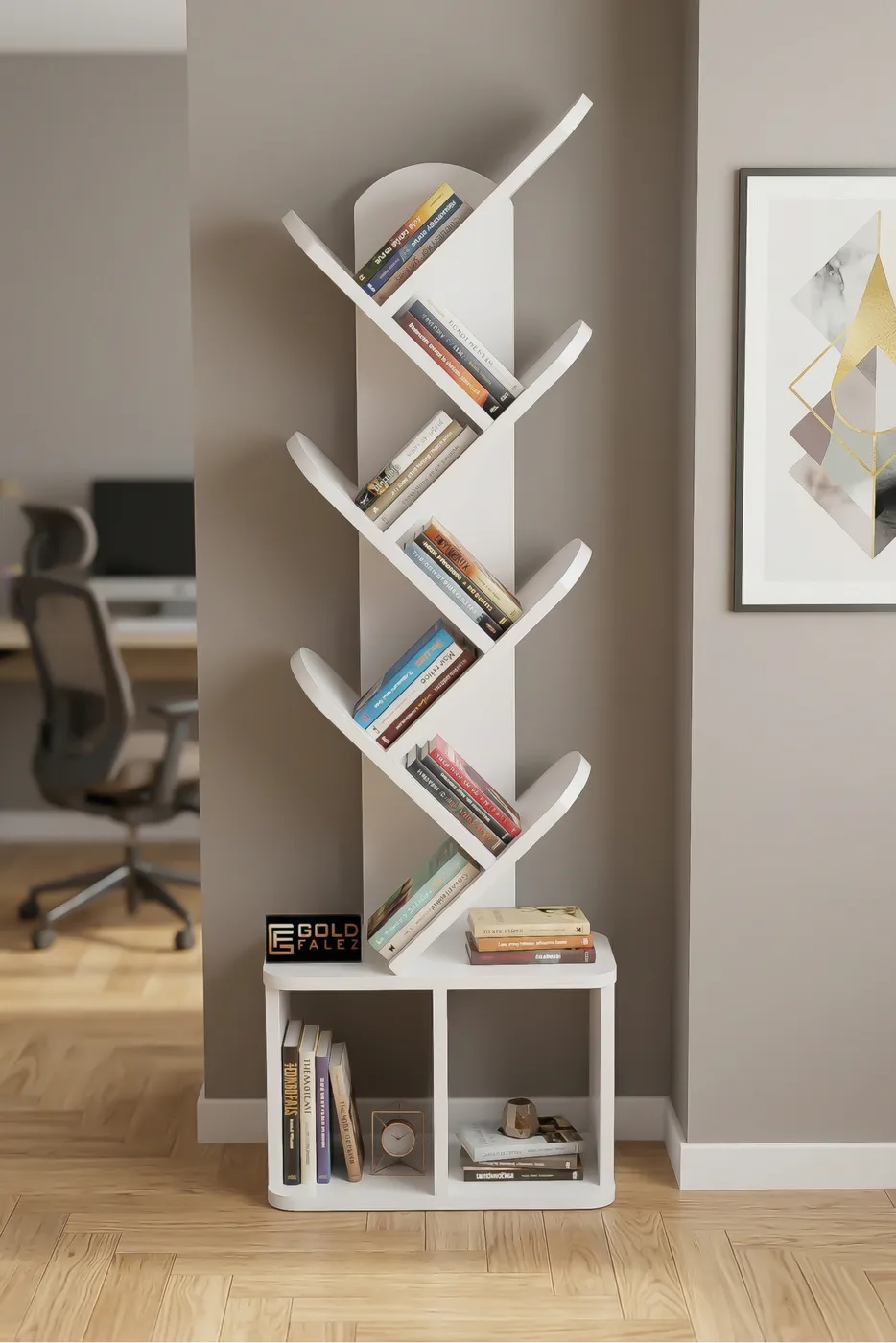 Yaprak Classic Melamine-faced Chipboard Bookcase, White