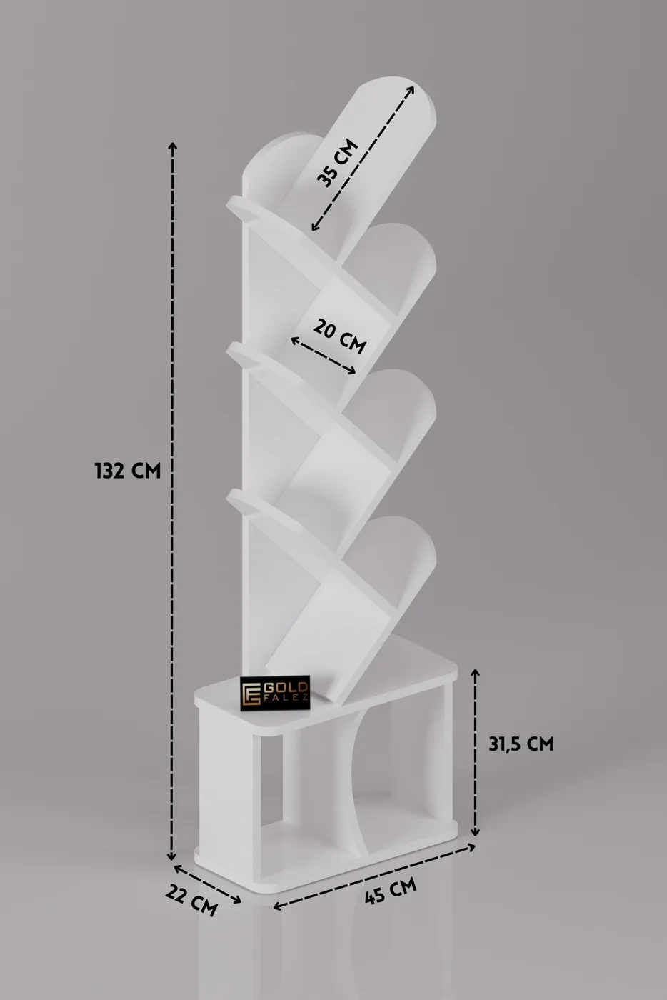 Yaprak Classic Melamine-faced Chipboard Bookcase, White