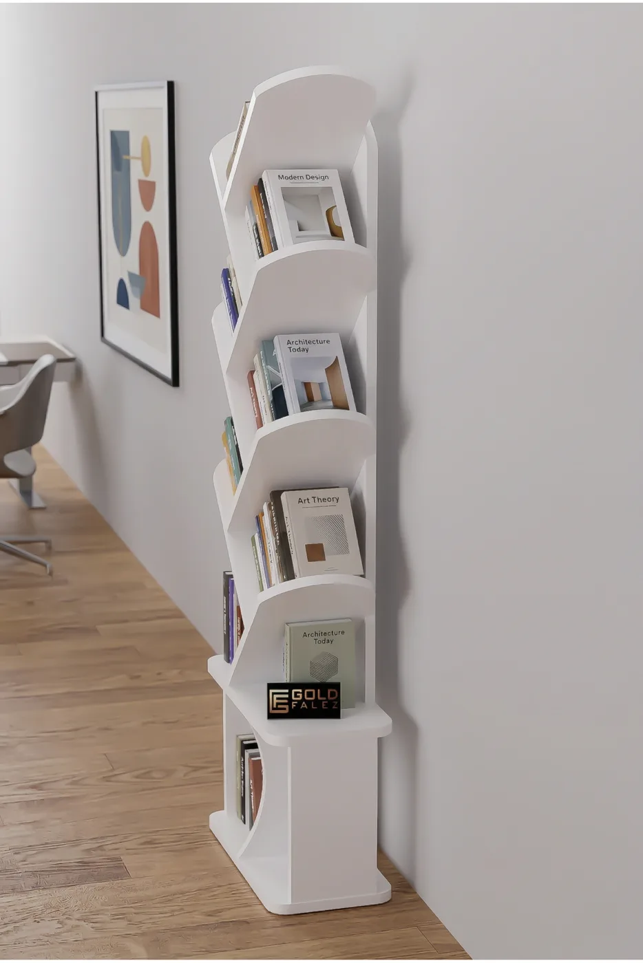 Yaprak Classic Melamine-faced Chipboard Bookcase, White