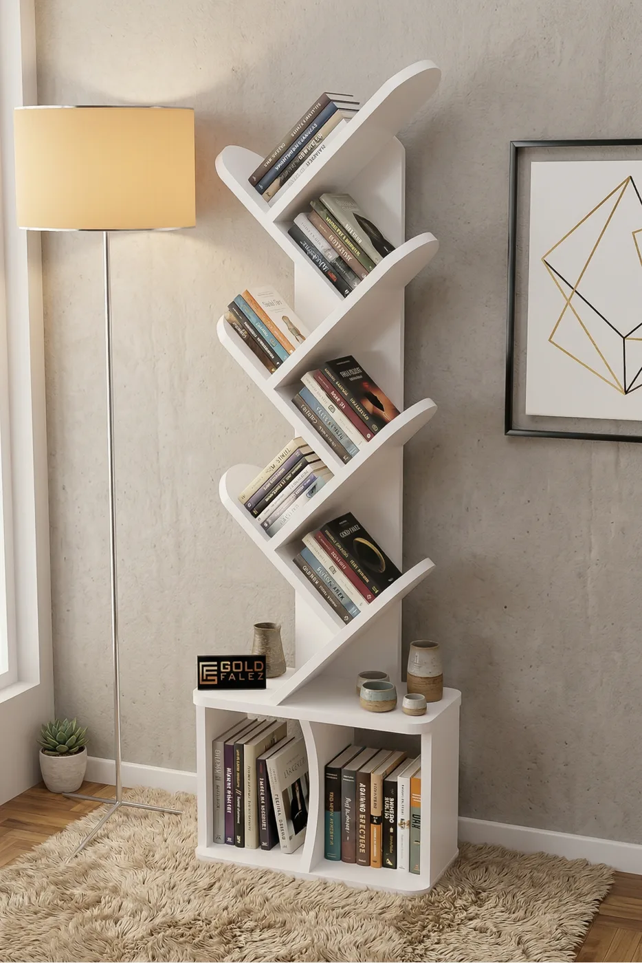Yaprak Classic Melamine-faced Chipboard Bookcase, White