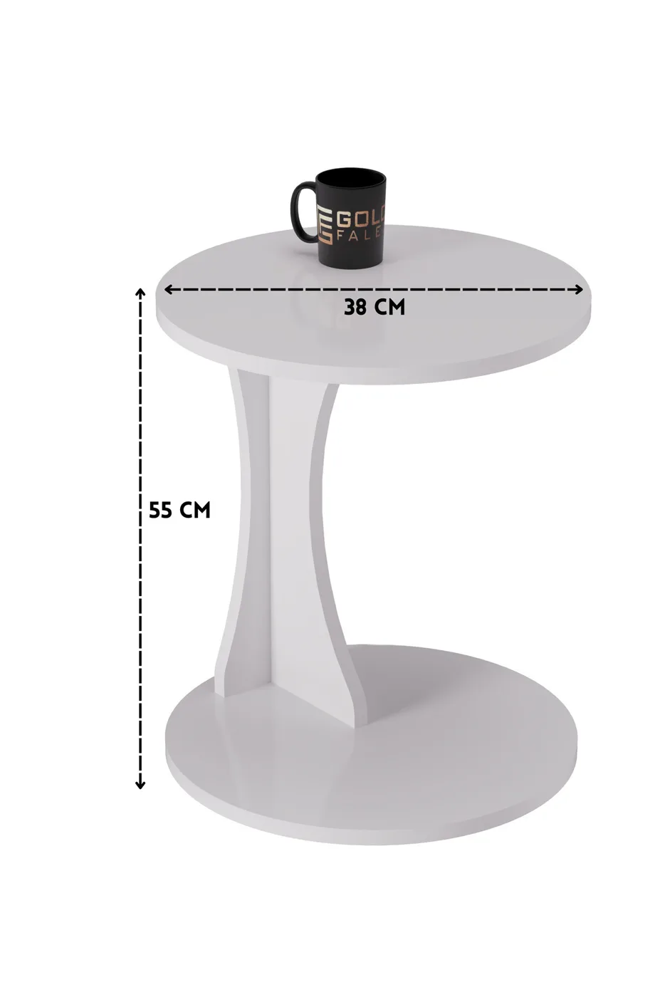 Classic Melamine-faced Chipboard C-Shape Round Side Table, White