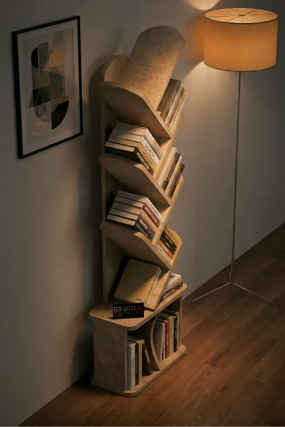 Yaprak Classic Melamine-faced chipboard Bookcase Ecru