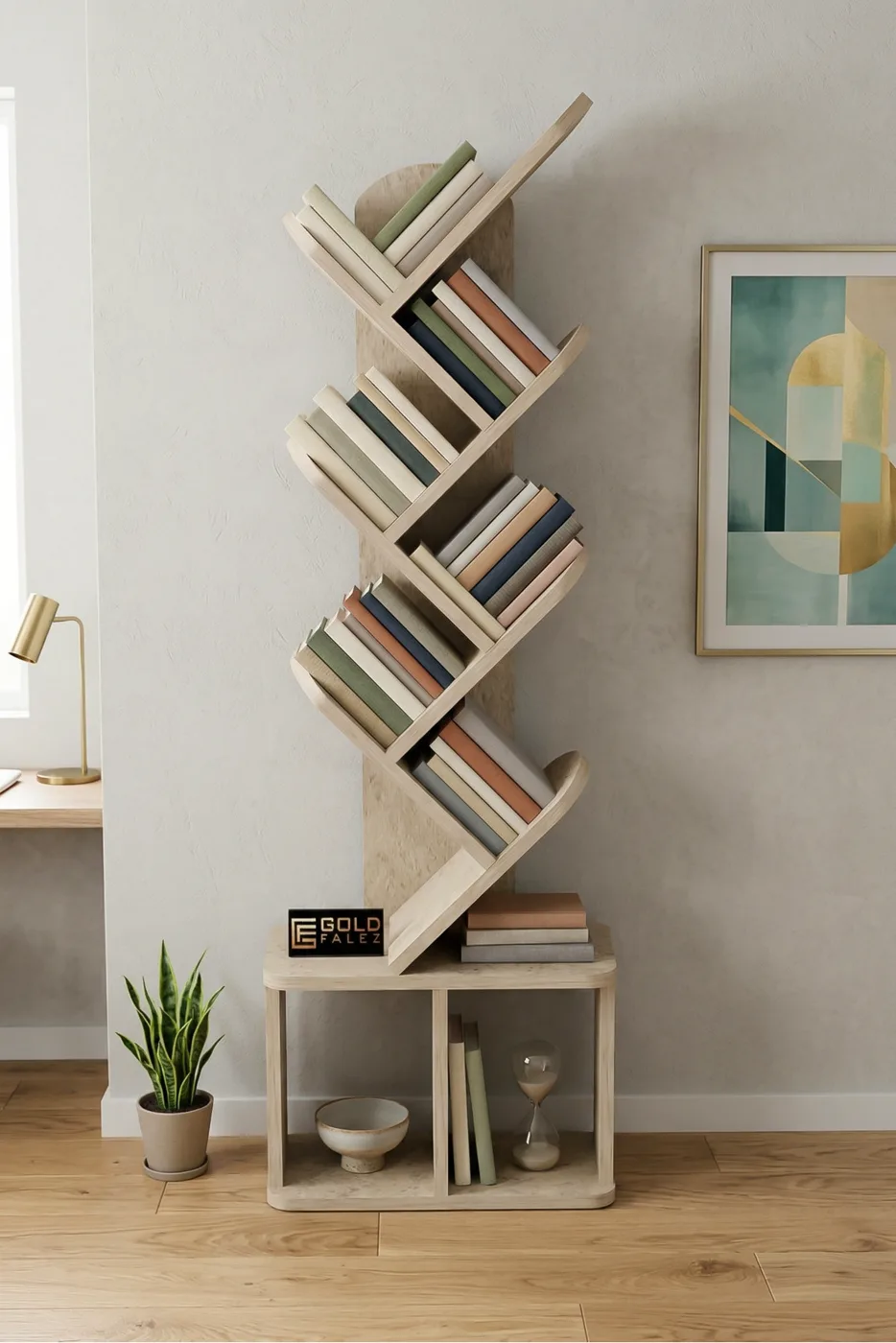 Yaprak Classic Melamine-faced chipboard Bookcase Ecru