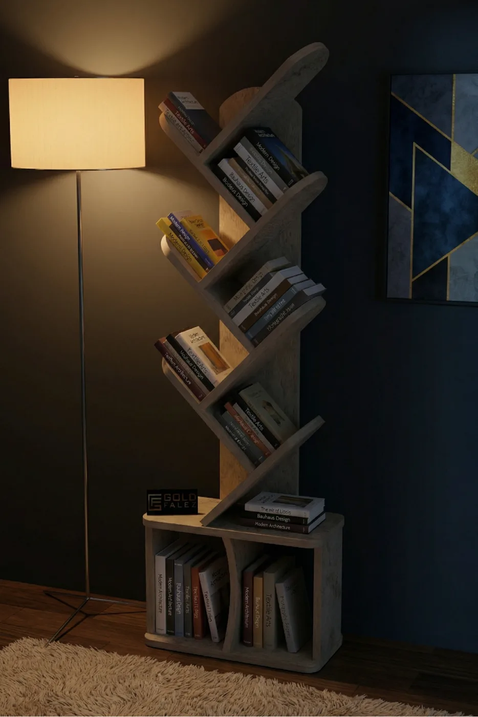 Yaprak Classic Melamine-faced chipboard Bookcase Ecru