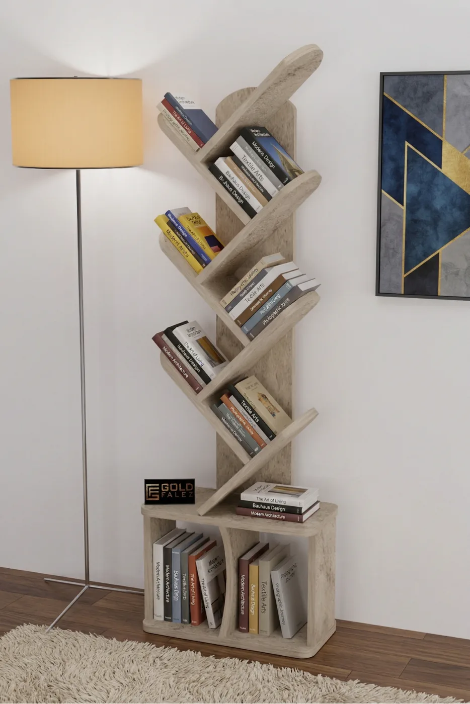 Yaprak Classic Melamine-faced chipboard Bookcase Ecru