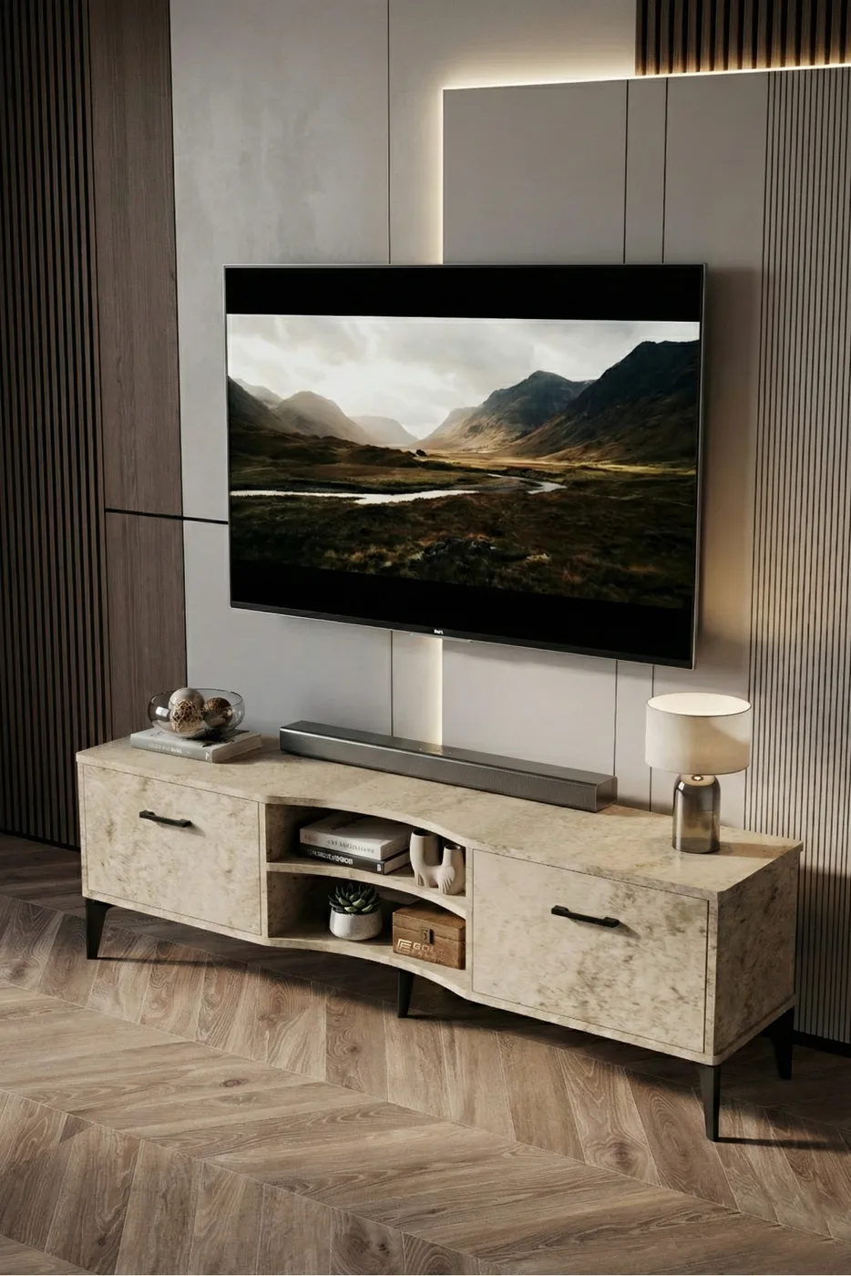Vera Classic Melamine-faced chipboard TV Unit Ecru