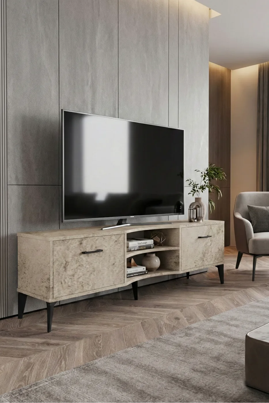 Vera Classic Melamine-faced chipboard TV Unit Ecru