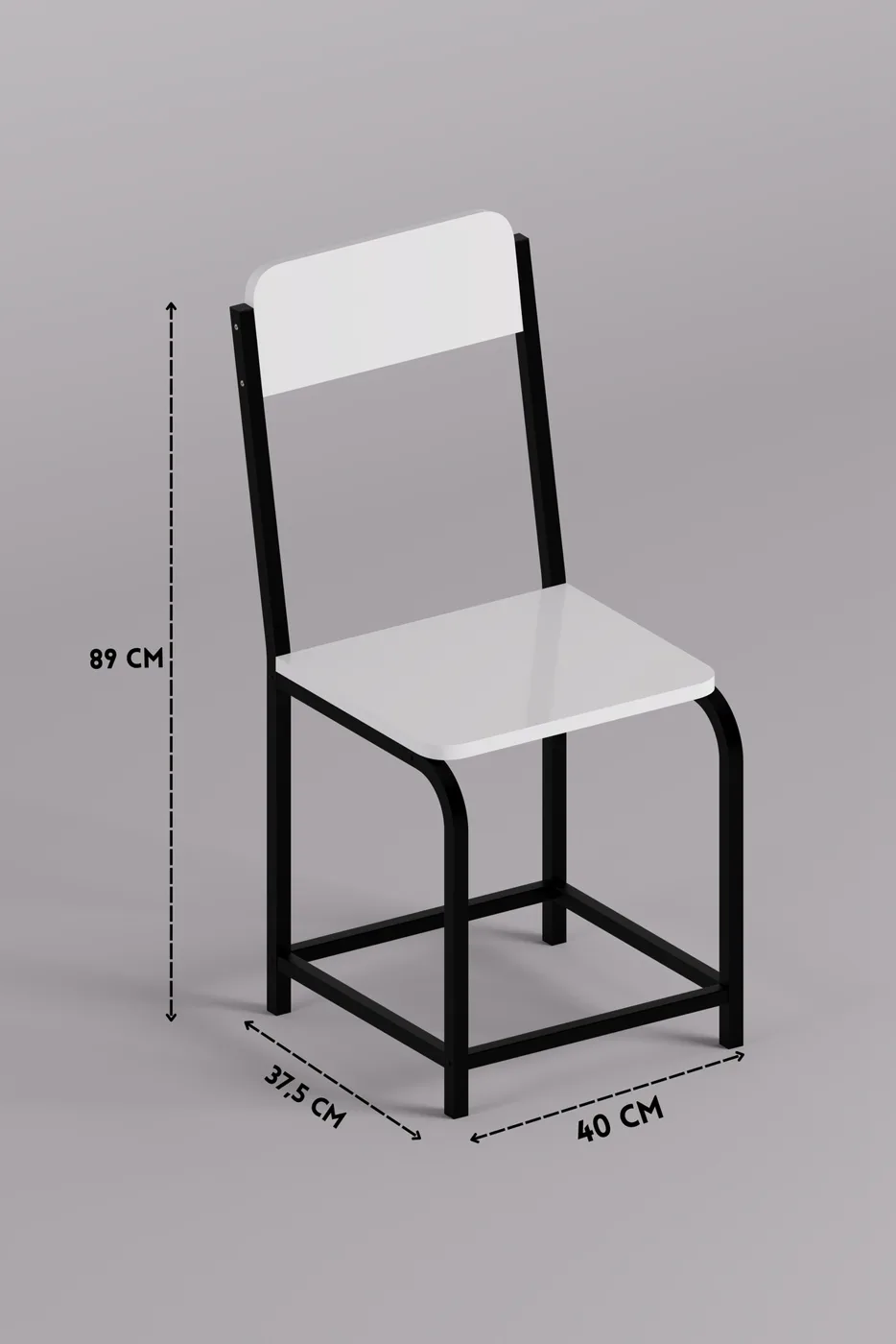 Minor Modern Metal-Legged Kitchen Chair White