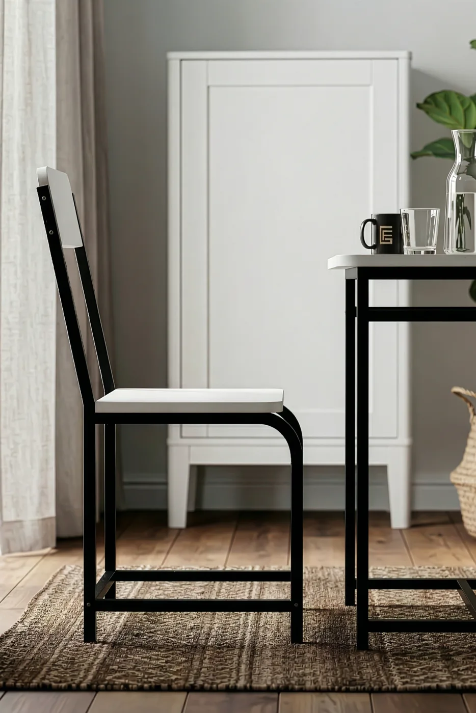 Minor Modern Metal-Legged Kitchen Chair White