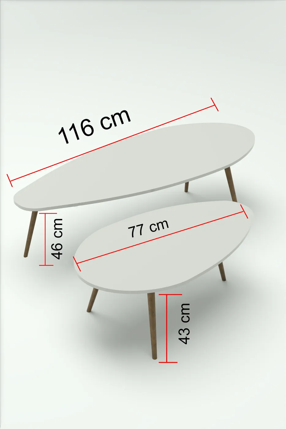 Elips Modern Melamine-faced chipboard Coffee Table Set White