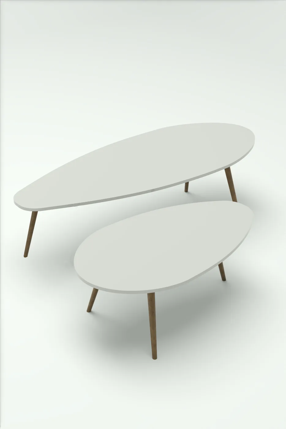 Elips Modern Melamine-faced chipboard Coffee Table Set White