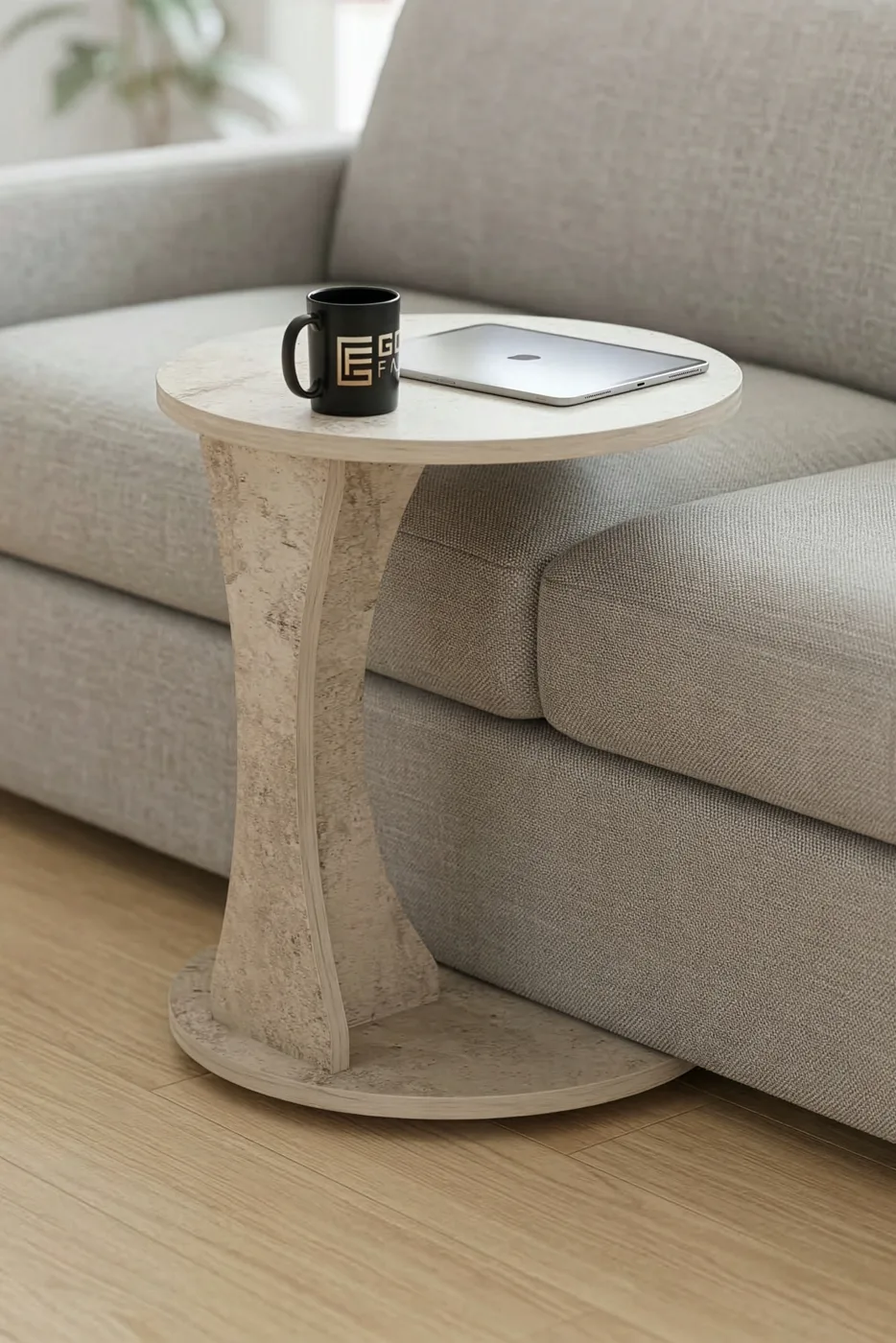 Classic Melamine-faced chipboard C Side Table Round Ecru
