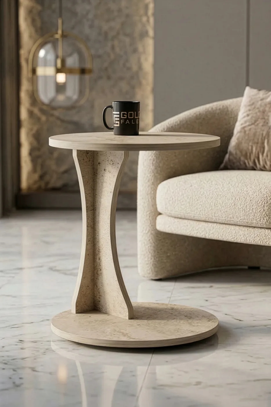Classic Melamine-faced chipboard C Side Table Round Ecru